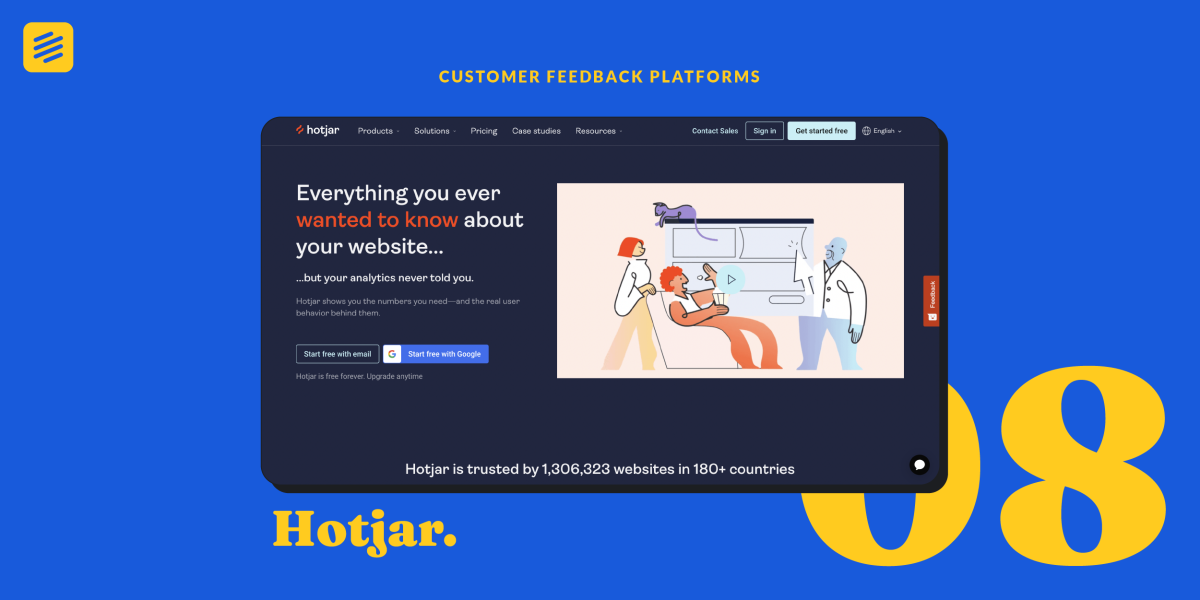 Customer feedback management tools - behavior tracking Hotjar